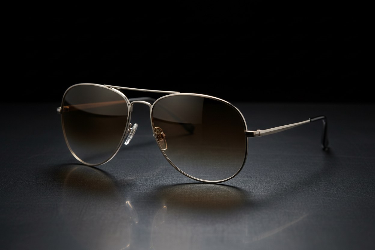 Levant Gradyan aviator çerçevenin atölye ışığındaki görüntüsü